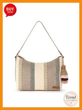 Hobo Shoulder Bag Zipper Closure Recycled Eco-Twill Vegan Travel Handbag